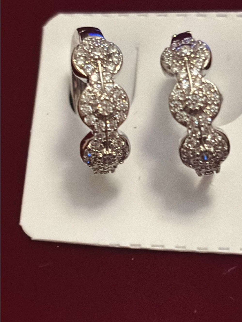 Sterling Silver Cubic Zirconia Hoop Earrings - White